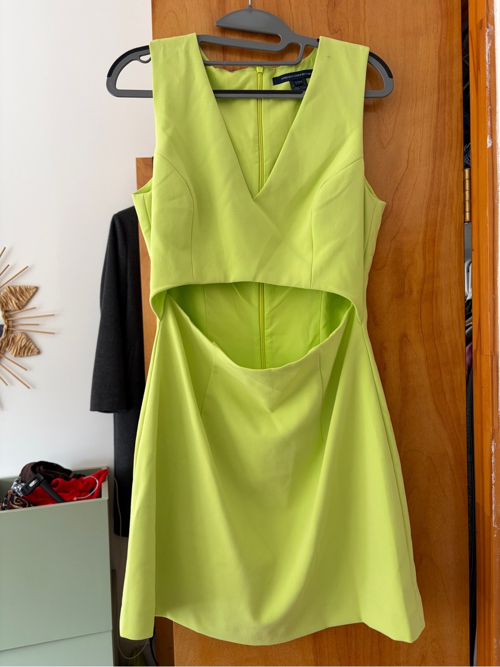 French Connection Lime Green Cutout Mini Dress